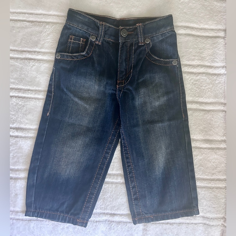 NWOT Toddler Boy Girl Jeans Size 2 Blue Denim With Suspender Buttons & P…​​​​​